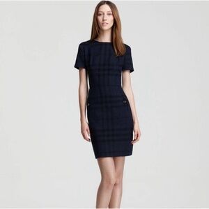 Burberry Brit Black Blue Plaid Wool Blend Sheath Dress
Size 8